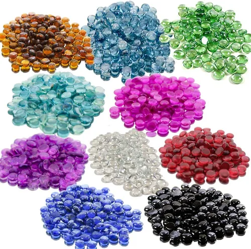 Vista 2 de WGV - Canicas planas, guijarros, gemas de vidrio para rellenos de jarrones, bodas, decoración, rocas de cristal, ámbar