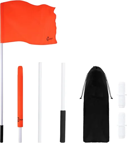 Vista 2 de Bandera de barco naranja de 48 pulgadas, bandera de esquí acuático, bandera flotante para esquiador y cuerda de wakesurf de 25 pies para Wake