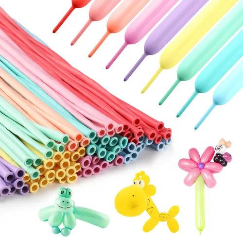 Vista 13 de 100 unidades de 260 globos negros largos para guirnalda de globos, engrosados, de látex delgado, para modelar animales, torsión, Halloween, Navidad
