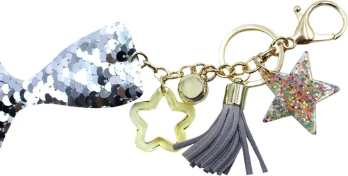 Vista 7 de Llaveros reversibles con lentejuelas con purpurina para cola de sirena regalos de fiesta para mujer accesorios brillantes