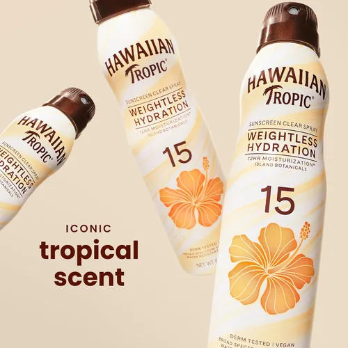 Vista 3 de Hawaiian Tropic - Protector solar en aerosol de hidratación sin peso SPF 15, 6 onzas (paquete de 2) Clear body sunscreen, Lightweight texture