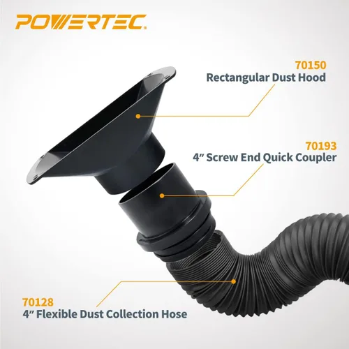 Vista 4 de POWERTEC Kit de manguera flexible de recolección de polvo 70207V, 4 pulgadas de diámetro