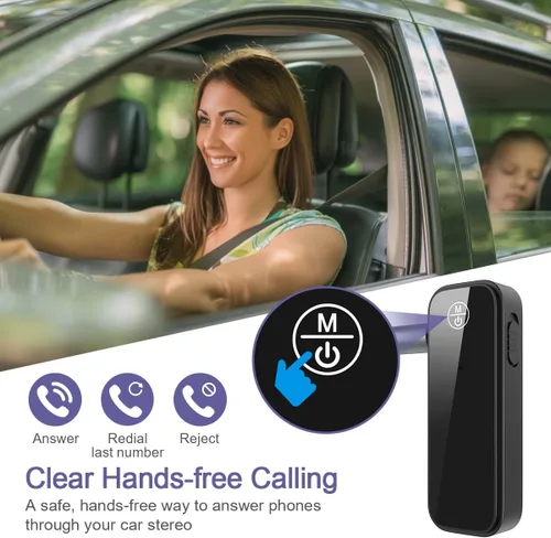 Vista 3 de Paquete de 2 adaptadores Bluetooth Aux para coche, receptor transmisor Bluetooth 5.3 2 en 1 para auriculares, altavoz de audio para el hogar
