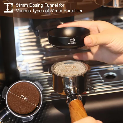 Vista 6 de MEION Embudo dosificador para portafiltros de 2.008 in, embudo dosificador magnético de café con 10 imanes de neodimio, accesorios para herramientas