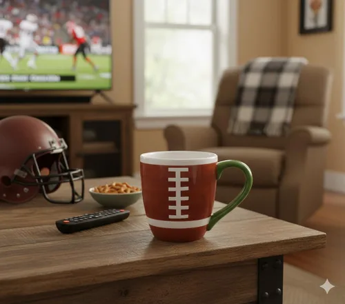 Vista 3 de Taza de café de cerámica de fútbol 14 onzas