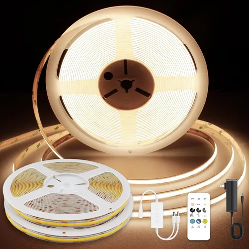 Vista 9 de Tira LED COB, tira de luz LED COB blanca cálida de 16.4 pies, tira de luz LED regulable de 2700 K, CRI92+, 0.315 in de ancho, cinta LED flexible