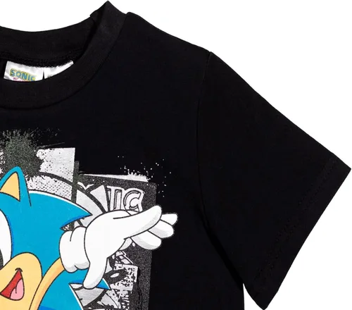 Vista 5 de SEGA Sonic the Hedgehog - Conjunto de camiseta atlética y pantalones cortos de malla, tallas para niños pequeños y grandes (2T - 18-20)