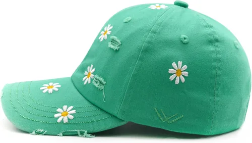 Vista 3 de Waldeal Lindo sombrero de margarita para mujer, gorra de béisbol ajustable bordada desgastada
