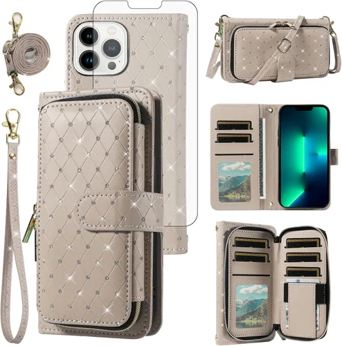 Vista 167 de Funda para teléfono iPhone 6 6S con cremallera y protector de pantalla con protector de pantalla, correa de cordón cruzado, ranura para iPhone 6 Six