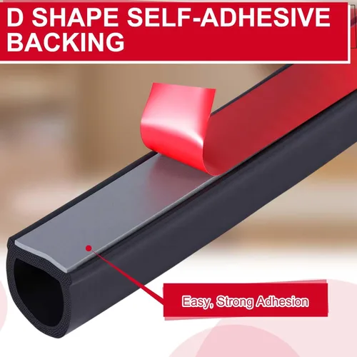 Vista 3 de Pangda Burlete de goma en forma de D de 10 pies de espuma autoadhesiva de EPDM, tira de sellado para puertas para reducción de ruido, impermeable, a