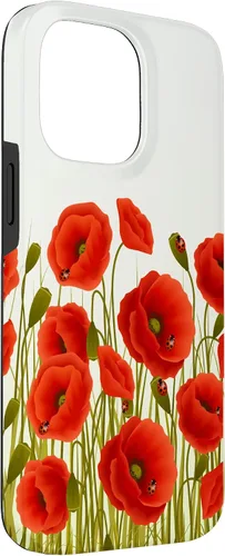 Vista 3 de Funda para iPhone 14 Pro Max Amapolas rojas en un campo