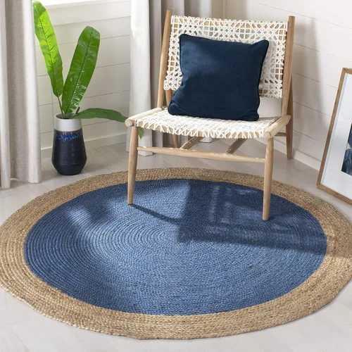 Vista 32 de SAFAVIEH Natural Fiber Collection - Alfombra ovalada, 2 pies 6 pulgadas x 4 pies, ovalada, azul aguamarina y marrón natural, yute hecho a mano