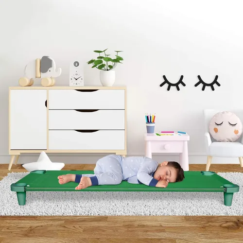 Vista 4 de Acrimet Cuna siesta para niños, cama portátil para niños pequeños, apilable, 52 pulgadas de largo (tubos de acero inoxidable)