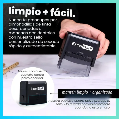 Vista 3 de ExcelMark Sello de goma personalizado, estampado limpio y fácil, sello autoentintado personalizado (mediano)
