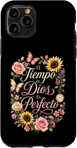 Vista 32 de Fe Cristiana El Tiempo De Dios ES Perfecto Floral Wreath Case for iPhone 16
