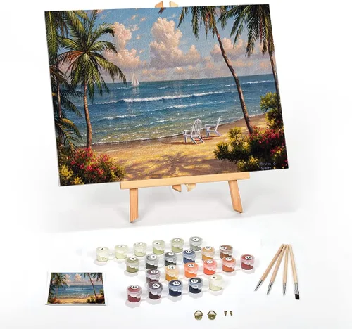 Vista 13 de Ledgebay Kit de Pintura por Números DIY para Adultos, Lienzo Enmarcado para Principiantes a Avanzados, Kit de Pintura por Números, los Kits Incluyen