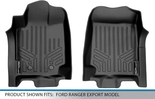 Vista 4 de SMARTLINER Juego de tapetes de piso de primera fila para Ford Ranger 2015-2018