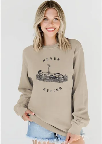 Vista 3 de Never Better - Sudadera de esqueleto para mujer, camiseta de Halloween, diseño de calavera de terror, manga larga, sarcástico, sin botones