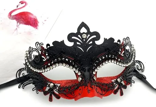 Vista 4 de Máscara de máscaras para parejas, hombres griegos romanos, máscara veneciana de metal para Halloween, Mardi Gras, fiesta de baile