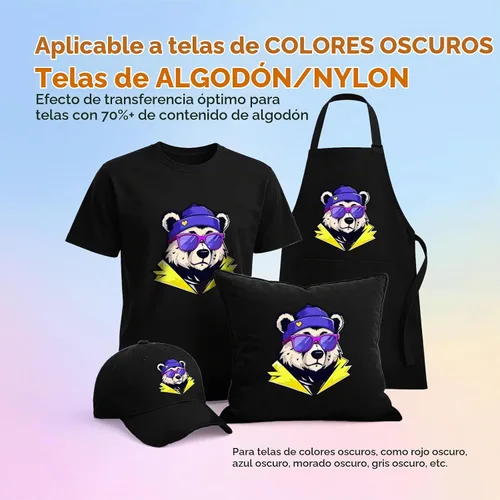 Vista 2 de HTVRONT Papel de transferencia de calor para camisetas oscuras - 6 hojas Oscuro