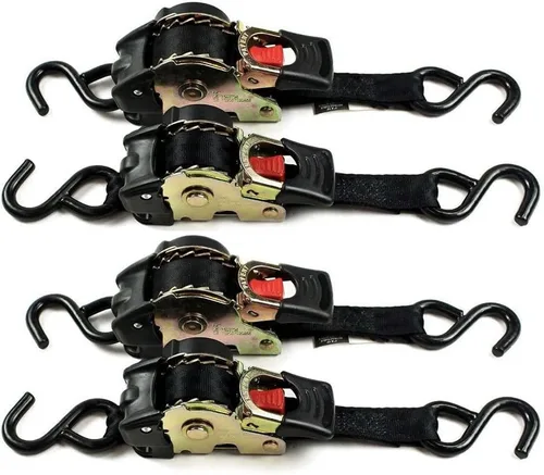 Vista 8 de DC Cargo Mall Correas de trinquete retráctiles automáticas (paquete de 4) de 1 pulgada x 6 pies, resistentes, resistencia a la rotura de 1,522