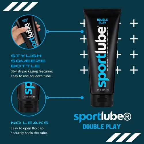 Vista 5 de Double Play - Lubricante personal a base de agua de alta calidad, tubo de 8 onzas, lubricante sexual íntimo para hombres, mujeres y parejas