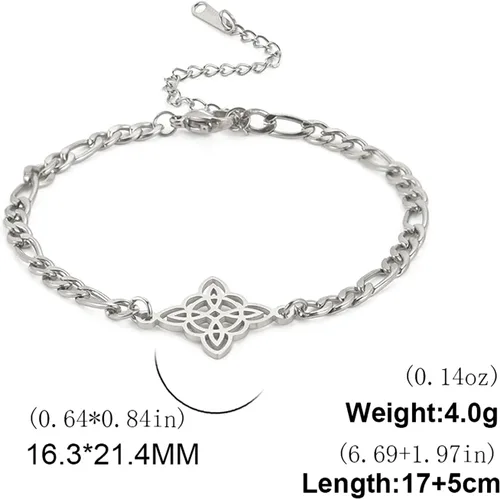 Vista 29 de Pulsera de nudo de bruja, nudo celta, símbolo de Wicca pagana, nudo mágico, pulsera de joyería de brujería, pulsera de acero inoxidable ajustable