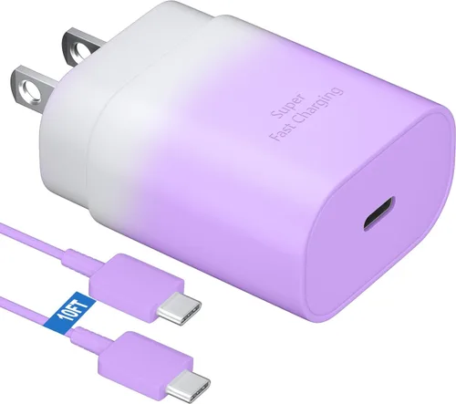 Vista 20 de Kit de cargador súper rápido tipo C, bloque de cargador de teléfono Android PD de 25 W PD USB C y cable de carga C de 5 pies, cable de carga rápida