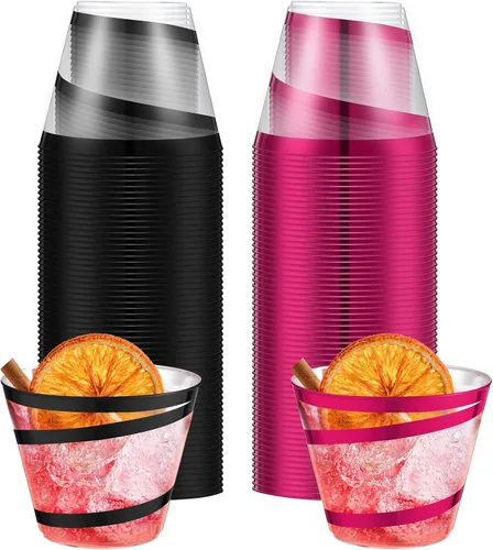 Vista 41 de Gejoy Vasos de plástico con borde de 9 onzas, vasos desechables para beber vino, vasos de graduación transparentes y elegantes para suministros
