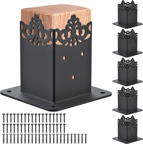Vista 12 de Insaga Base de poste de 4 x 4, tamaño interior de 3.6 x 3.6 pulgadas, base de anclaje de poste de madera resistente para kit de valla de pérgola