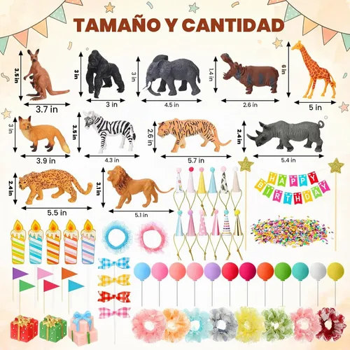 Vista 2 de Novabright 82 piezas de decoración de tartas de animales para fiesta