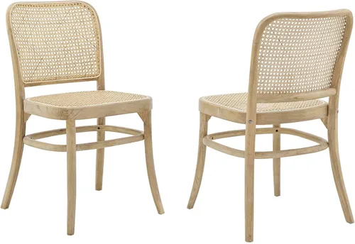 Vista 11 de Modway Winona - Silla de comedor de madera de olmo con asiento de ratán de caña en color negro, 21 x 22,5 x 32