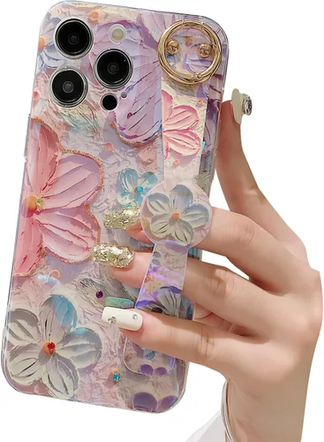 Vista 10 de Funda compatible con iPhone 11, bonito soporte para correa, margarita floral Soporte de muñequera, diseño estético suave, asa de dedo ajustable