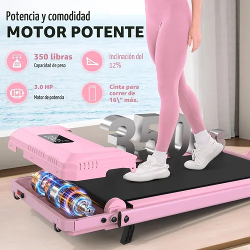 Vista 6 de FUNMILY Cinta de Correr Plegable con Almohadilla de Caminata Mejorada con Inclinación del 12%/15% y Barra de Manejo, Cintas de Correr Compactas
