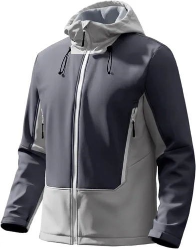 Vista 8 de Runcati Chaqueta Softshell para hombre, con forro polar, rompevientos, bloque de color, impermeable, con capucha, para senderismo