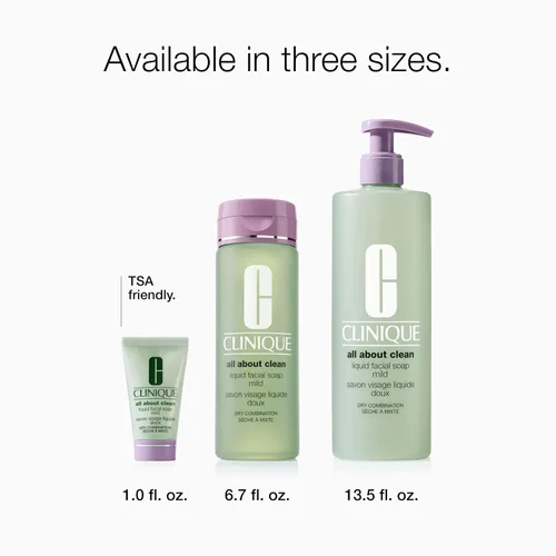 Vista 8 de Clinique All About Clean Liquid Facial Soap Mild Gentle Face Cleanser For Dry Combination Skin Type 2 Face Wash Step 1 in 3-Step Skin Care