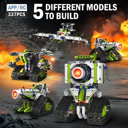 Vista 3 de Juguetes de construcción robot con control remoto, regalos de cumpleaños de Navidad STEM para niños de 8 a 13 años, kit de ciencia 5 en 1, modelos