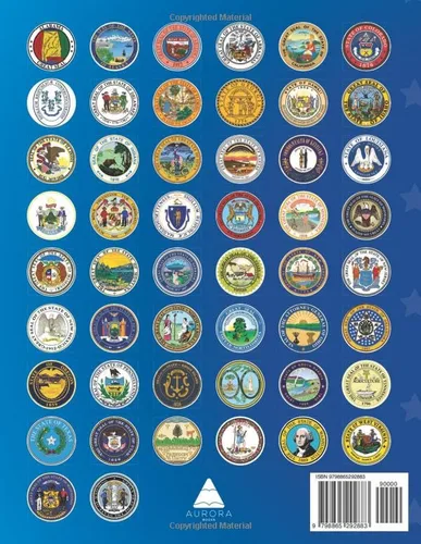 Vista 2 de U.S. STATES SEAL Coloring Book Color America with Pride, 50+1 Coloring Pages for children, young people and adults, Age 3 years and up