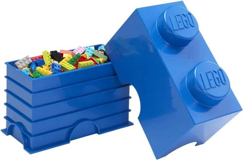 Vista 2 de Room Copenhagen LEGO Brick Bright Blue 2, caja de almacenamiento apilable mediana Azul brillante