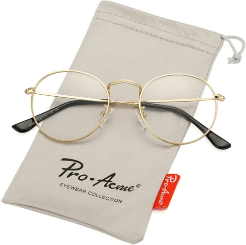 Vista 6 de Pro Acme Gafas redondas clásicas de metal transparente con marco de lentes unisex