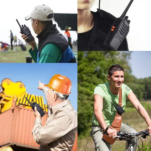 Vista 6 de Proster Walkie Talkies recargables, 1 par, radios bidireccionales de largo alcance de 16 canales con cargador USB, micrófono de auricular