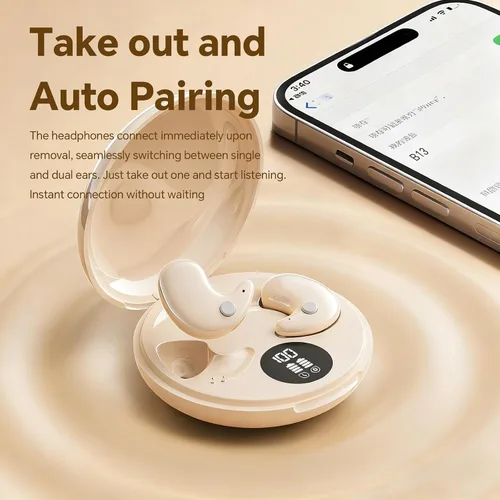 Vista 6 de Auriculares pequeños invisibles para dormir de lado, auriculares ocultos, inalámbricos, Bluetooth, cómodos, de perfil bajo, pequeños, discretos