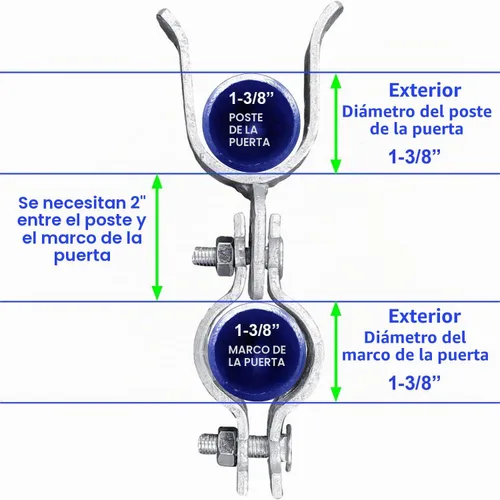 Vista 2 de Pestillo de horquilla de puerta de enlace de cadena de 1-3/8" x 1-3/8" - galvanizado - con agujero para candado