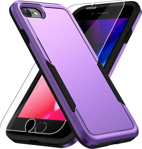 Vista 8 de Funda para iPhone SE 2022 (3ª)/2020 (2ª)/iPhone 7/8, con protector de pantalla, [prueba de caídas de grado militar], resistente, resistente, a Negro