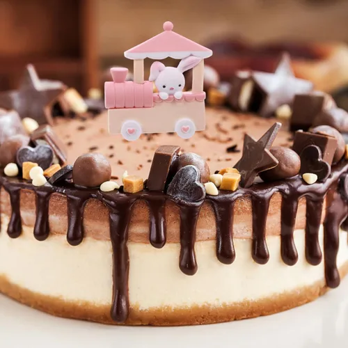 Vista 5 de PRETYZOOM 3 piezas de mini adornos de conejo para tartas de 2.2 x 2.2 pulgadas, adornos de muñeca de conejito en miniatura, decoraciones de pastel