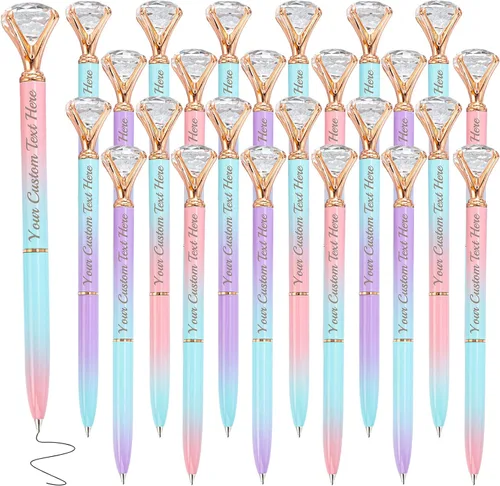 Vista 16 de STREADVE 12 bolígrafos personalizados con nombre, bolígrafo de diamante personalizado, grabado gratis, logotipo, texto, escritura suave, regalos