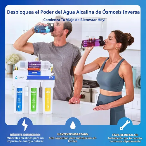 Vista 2 de Sistema de filtro de agua de ósmosis inversa Express Water, reducción de cloro, Certificado NSF Certificado NSF, grifo cromado moderno, detección