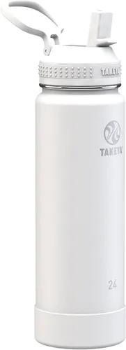 Vista 8 de Takeya Actives - Botella de agua con tapa con popote, duradera y de fácil cuidado, con aislamiento de acero inoxidable, tapa sin BPA con asa