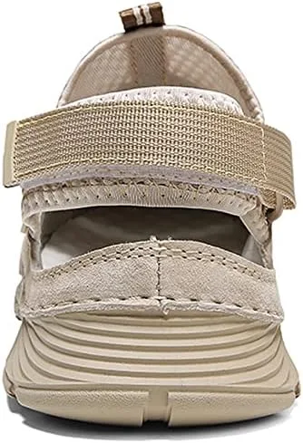 Vista 4 de Sandalias de hombre para hombre, sandalias de playa para hombre, zapatos de verano con punta cerrada, zapatos de cuero hechos a mano, transpirables