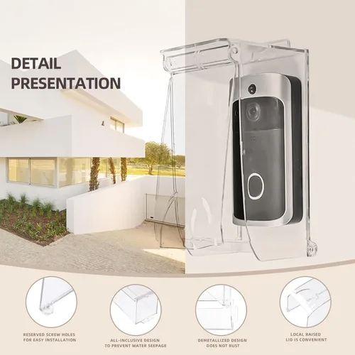 Vista 5 de Cubierta impermeable para teclado de puerta, tapa abatible transparente, cubierta impermeable para timbre de puerta, resistente a la intemperie